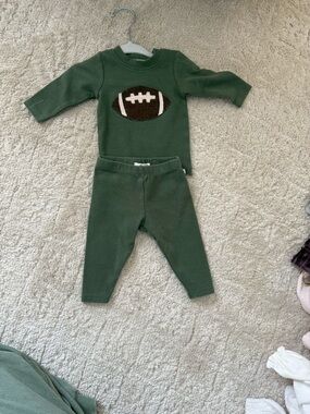 Green Football Appliqué Matching Bodysuit Set - Unbranded